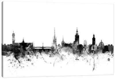 Stockholm, Sweden In Black & White Canvas Art Print - Stockholm Art