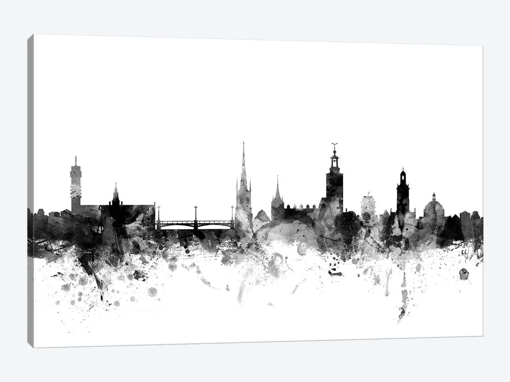 Stockholm, Sweden In Black & White by Michael Tompsett 1-piece Canvas Art Print