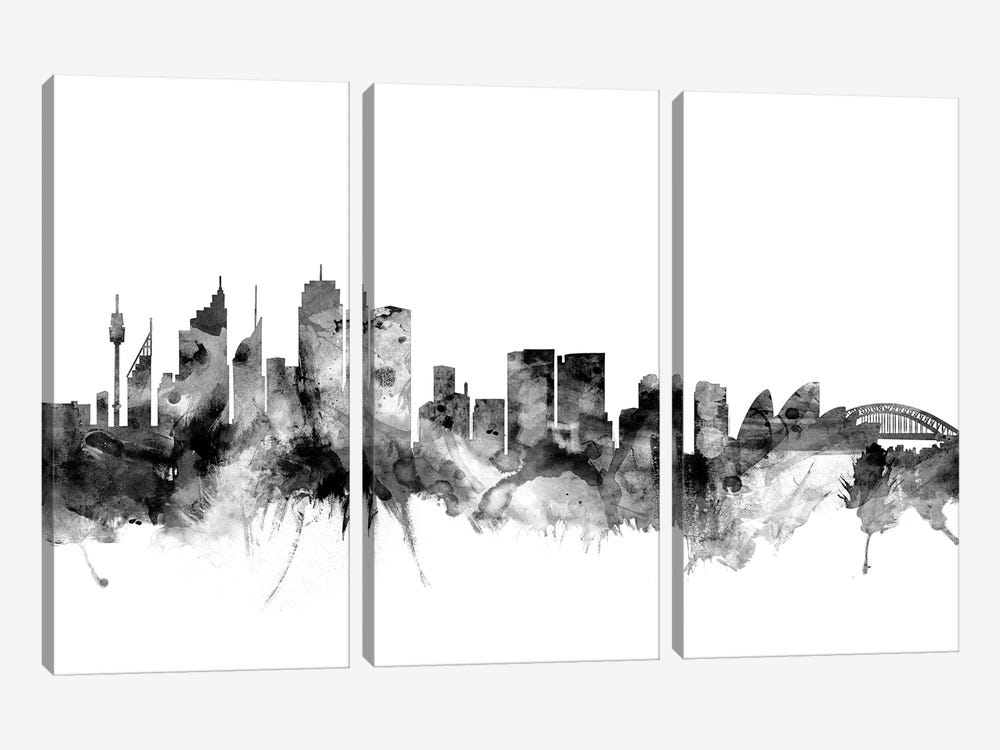 Sydney, Australia In Black & White by Michael Tompsett 3-piece Art Print