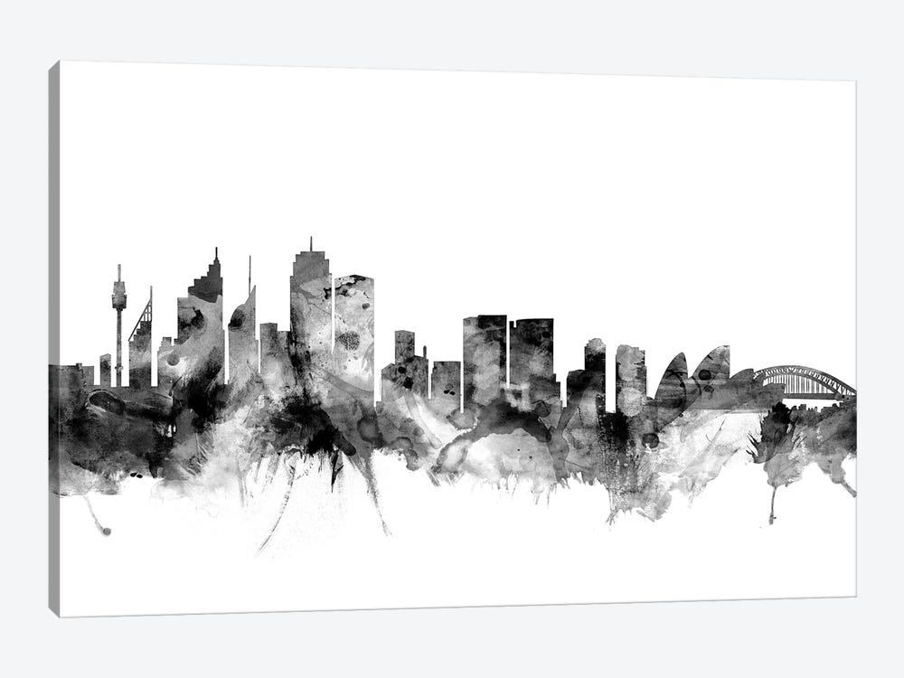 Sydney, Australia In Black & White by Michael Tompsett 1-piece Canvas Art Print