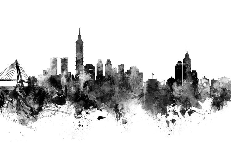 Taipei, Taiwan In Black & White by Michael Tompsett wall art