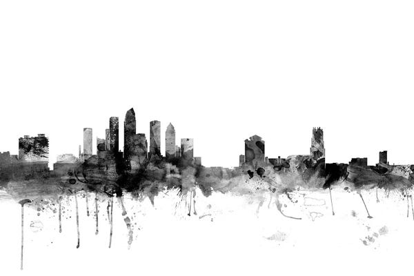 Black & White Scenic Art: Tampa, Florida In Black & White by Michael Tompsett