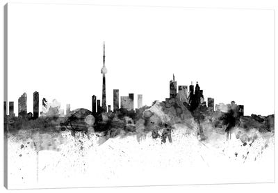 Toronto, Canada In Black & White Canvas Art Print - Canada Art