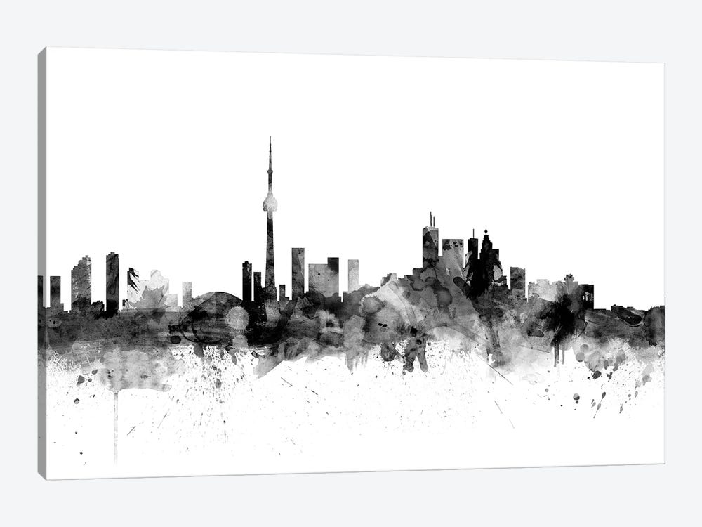 Toronto, Canada In Black & White by Michael Tompsett 1-piece Canvas Art Print
