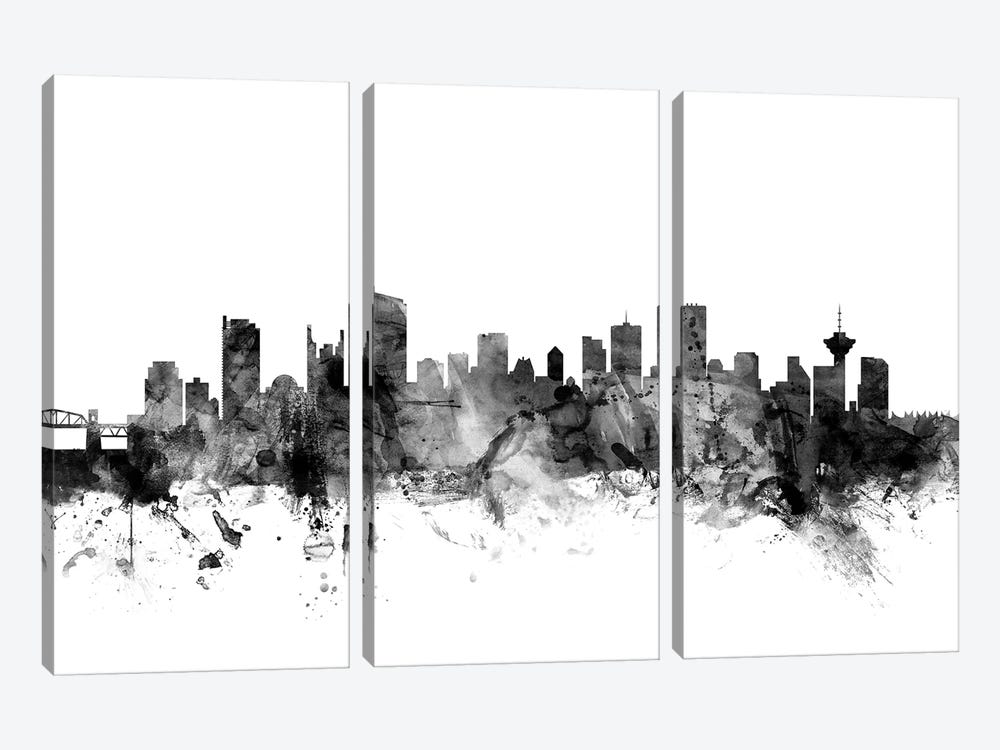 Vancouver, Canada In Black & White by Michael Tompsett 3-piece Canvas Artwork