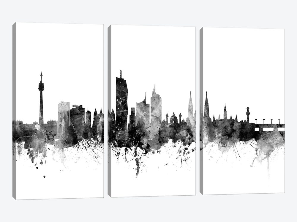 Vienna, Austria In Black & White by Michael Tompsett 3-piece Art Print