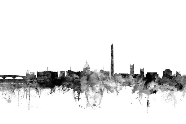 Black & White Scenic Art: Washington, DC In Black & White by Michael Tompsett