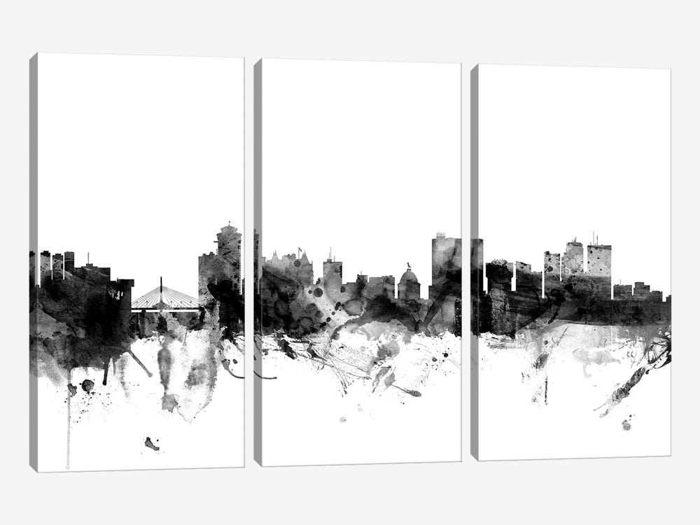 Winnipeg, Canada In Black & White by Michael Tompsett 3-piece Canvas Art Print