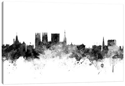 York, England In Black & White Canvas Art Print