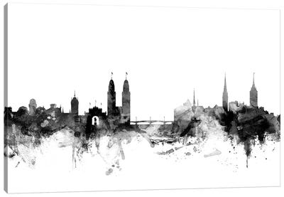 Zurich, Switzerland In Black & White Canvas Art Print - Zurich Art