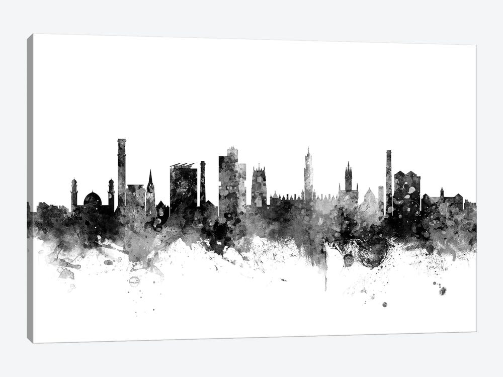 Bradford, England Skyline In Black & White by Michael Tompsett 1-piece Canvas Print