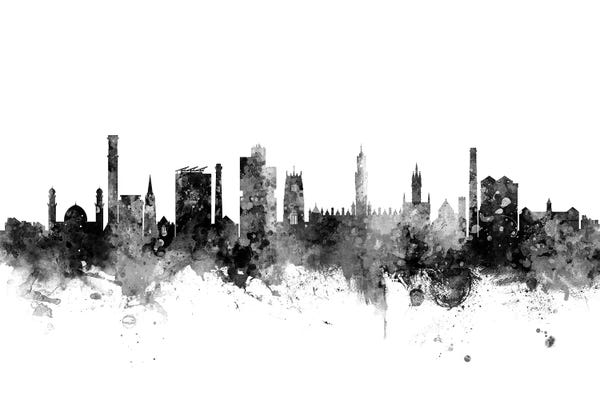 Bradford: Bradford, England Skyline In Black & White by Michael Tompsett