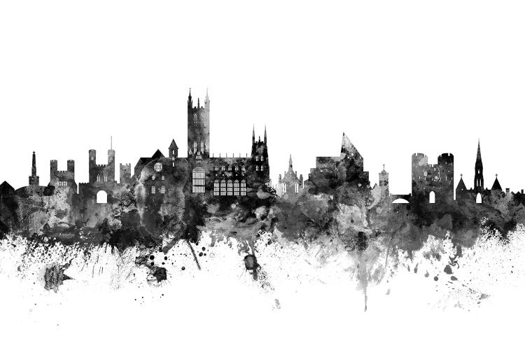 Canterbury, England Skyline In Black & White