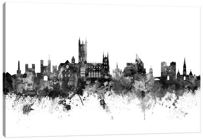 Canterbury, England Skyline In Black & White Canvas Art Print