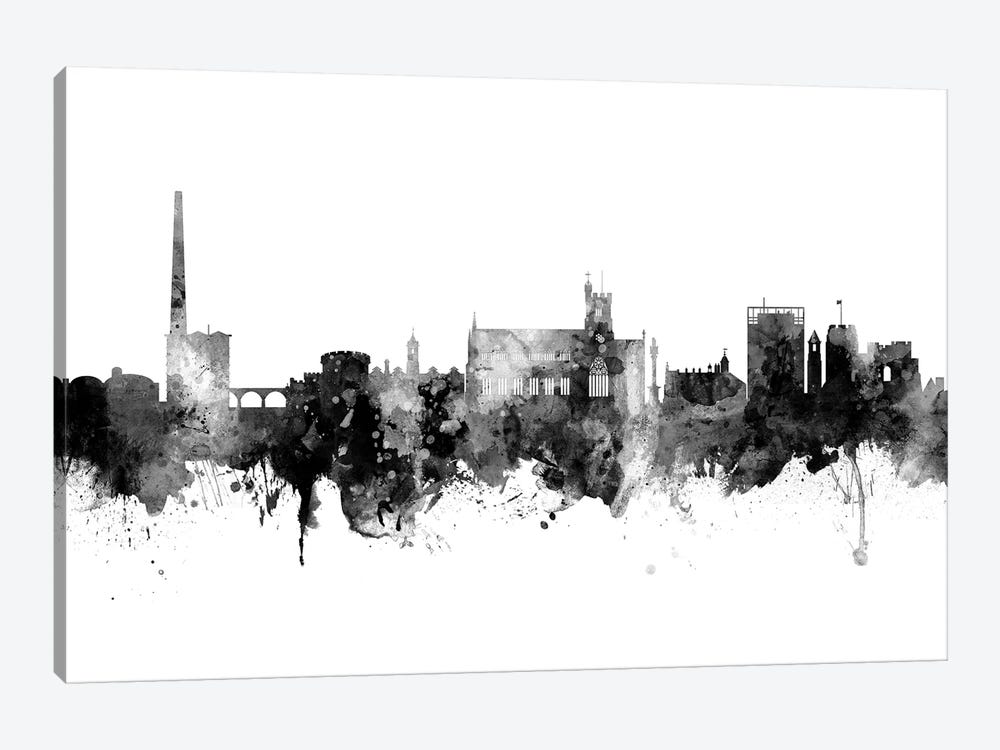 Carlisle, England Skyline In Black & White by Michael Tompsett 1-piece Canvas Art Print