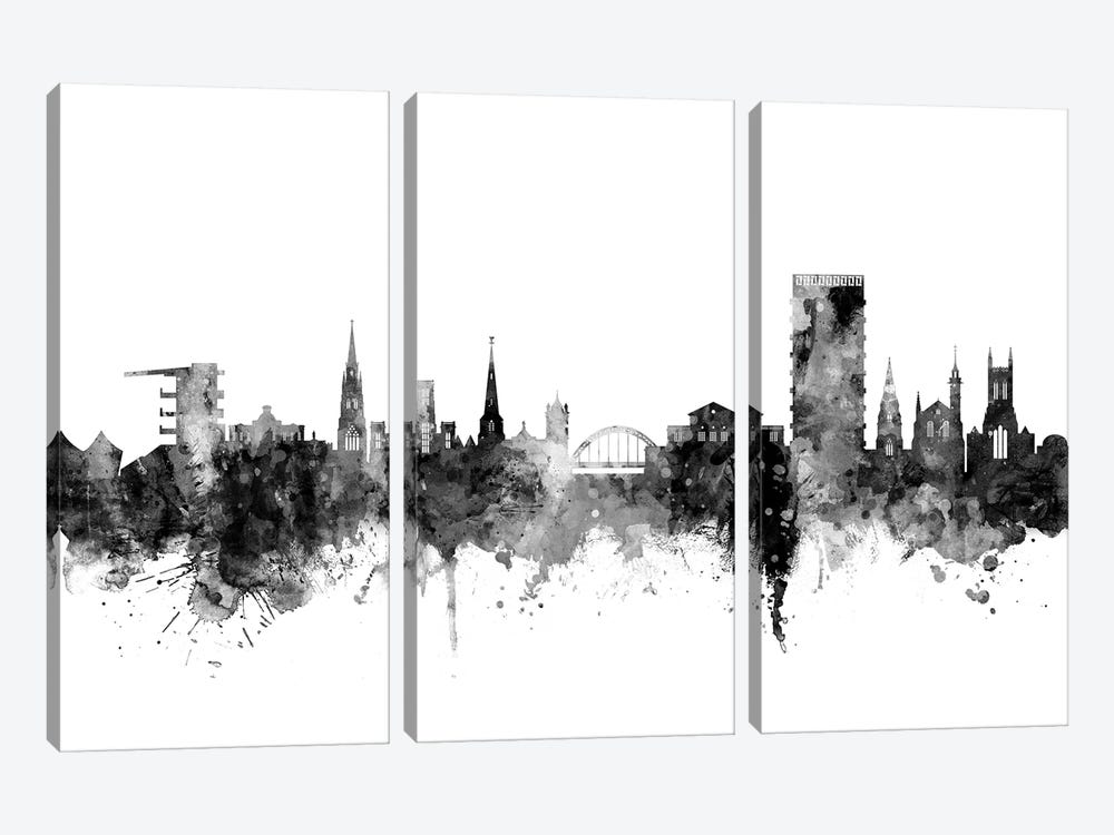Cheltenham, England Skyline In Black & White by Michael Tompsett 3-piece Art Print