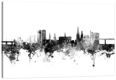 Dundee, Scotland Skyline In Black & White Canvas Art Print - Scotland Art