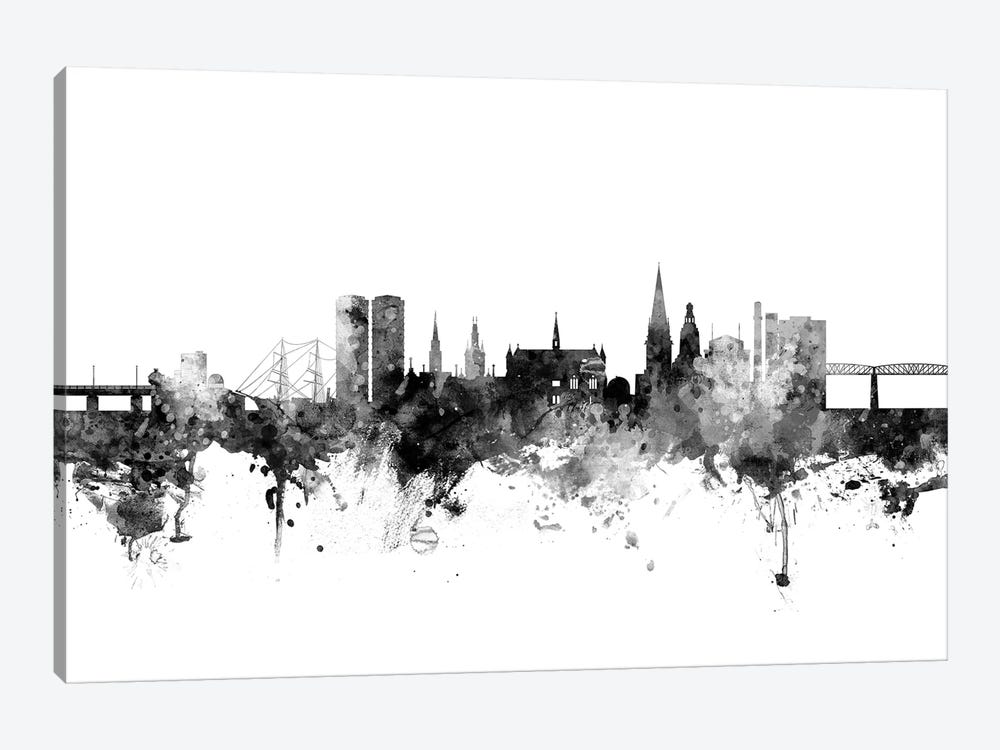 Dundee, Scotland Skyline In Black & White by Michael Tompsett 1-piece Canvas Artwork