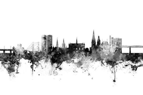 Scotland: Dundee, Scotland Skyline In Black & White by Michael Tompsett