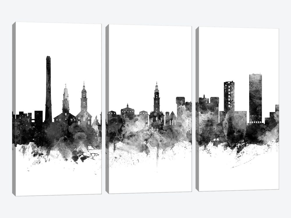 Erlangen, Germany Skyline In Black & White by Michael Tompsett 3-piece Art Print