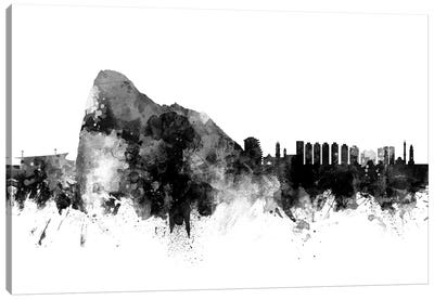Gibraltar Skyline In Black & White Canvas Art Print