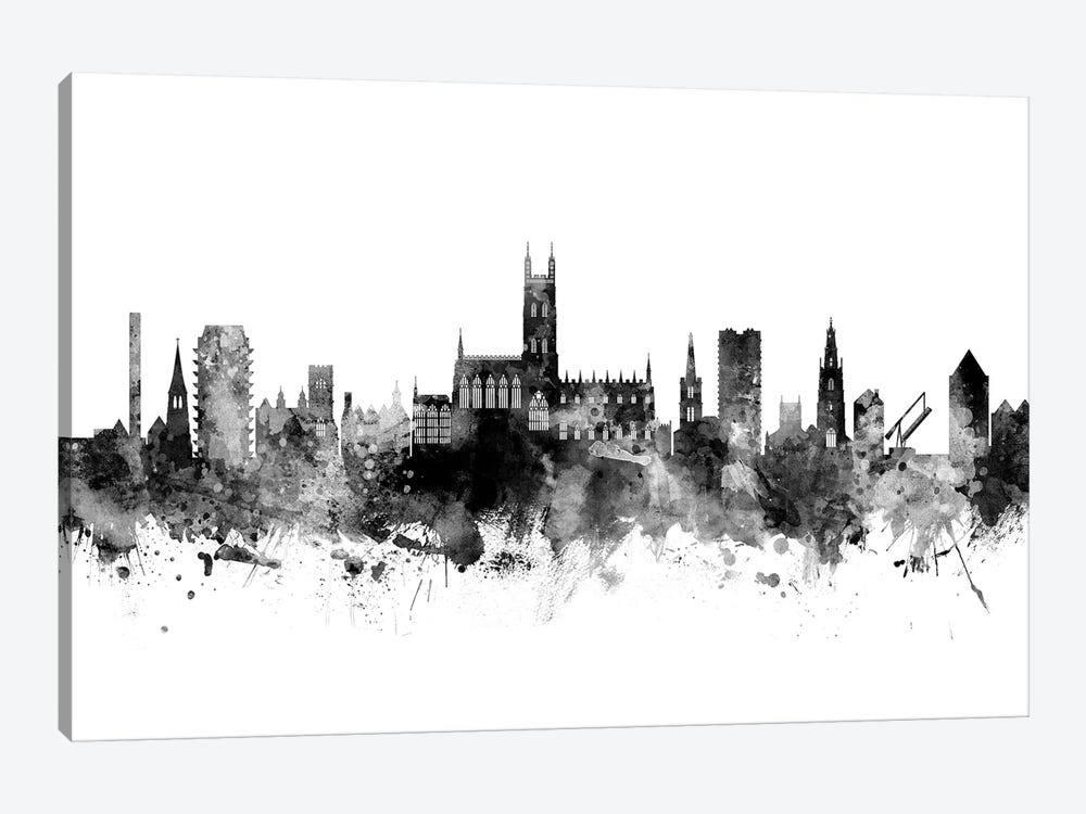 Gloucester, England Skyline In Black & White by Michael Tompsett 1-piece Canvas Print