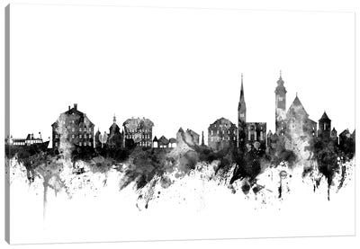 Hallstatt, Austria Skyline In Black & White Canvas Art Print