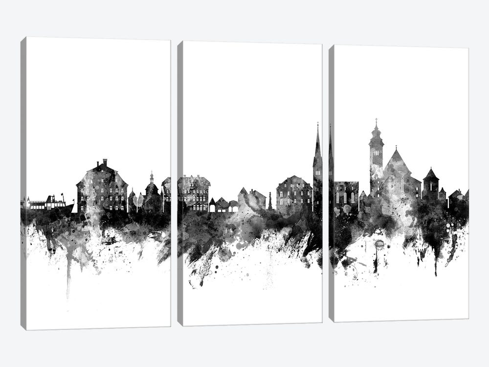 Hallstatt, Austria Skyline In Black & White by Michael Tompsett 3-piece Canvas Art
