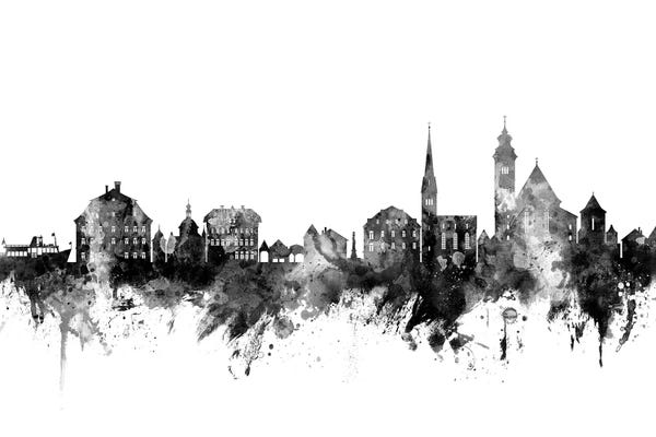 Hallstatt: Hallstatt, Austria Skyline In Black & White by Michael Tompsett
