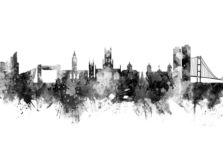 Kingston upon Hull, England Skyline In Black & White by Michael Tompsett wall art