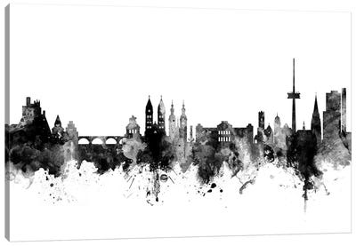 Koblenz, Germany Skyline In Black & White Canvas Art Print - Germany Art