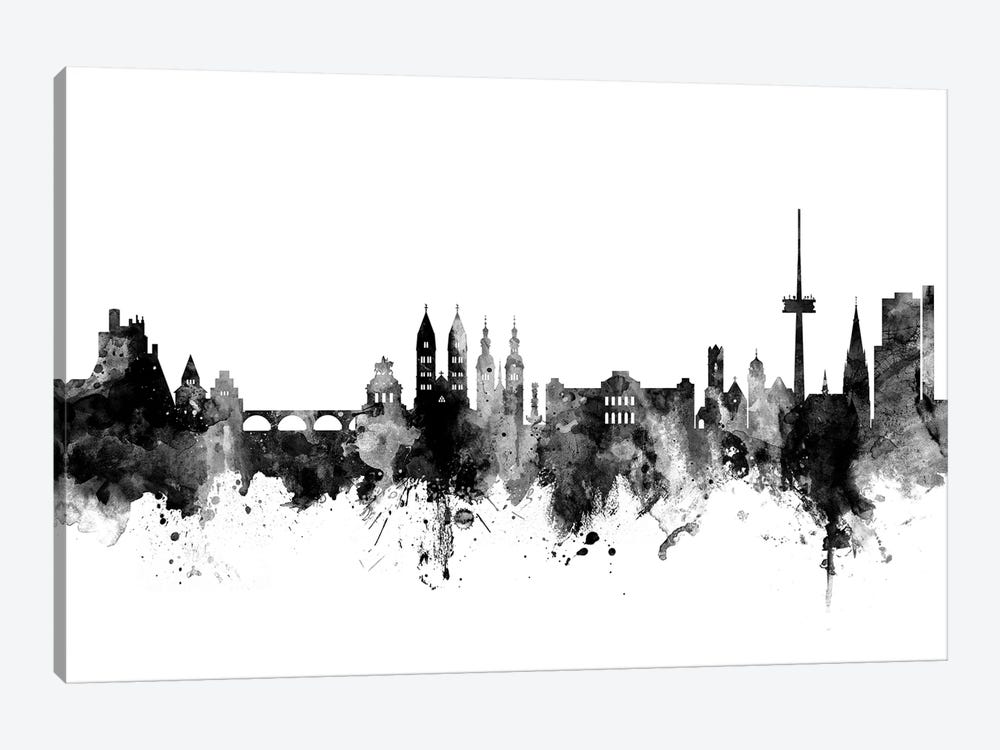 Koblenz, Germany Skyline In Black & White by Michael Tompsett 1-piece Art Print