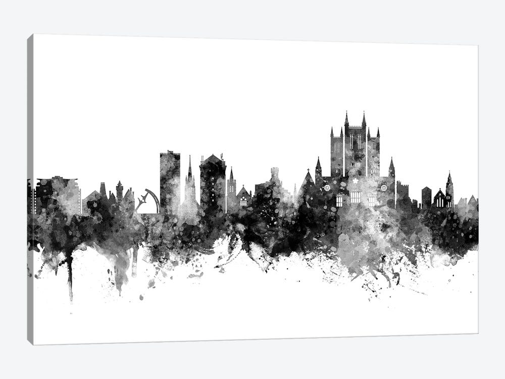 Lincoln, England Skyline In Black & White by Michael Tompsett 1-piece Canvas Art