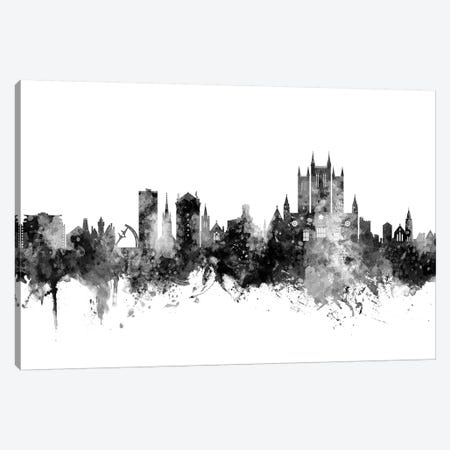 Lincoln, England Skyline In Black & White Canvas Print #MTO950} by Michael Tompsett Canvas Art Print