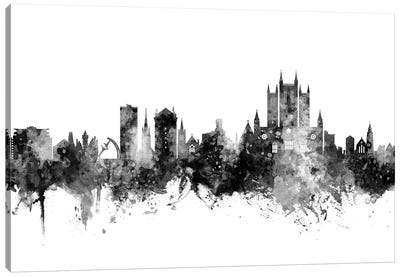 Lincoln, England Skyline In Black & White Canvas Art Print - Nebraska Art
