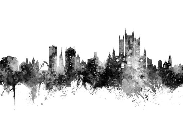 Lincoln: Lincoln, England Skyline In Black & White by Michael Tompsett