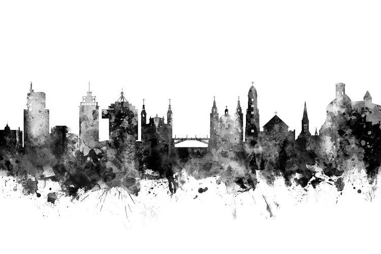 Ljubljana, Solvenia Skyline In Black & White by Michael Tompsett wall art