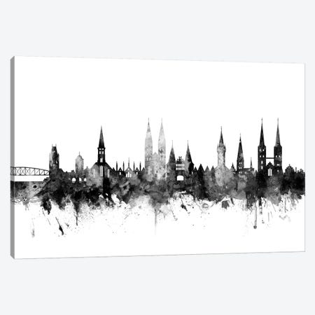 Lubeck, Germany Skyline In Black & White Canvas Print #MTO952} by Michael Tompsett Art Print