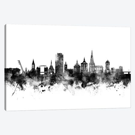 Rostock, Germany Skyline In Black & White Canvas Print #MTO956} by Michael Tompsett Canvas Artwork