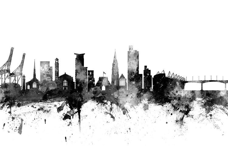 Southampton, England Skyline In Black & White by Michael Tompsett wall art