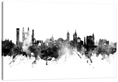 St, Andrews Scotland Skyline In Black & White Canvas Art Print - Scotland Art