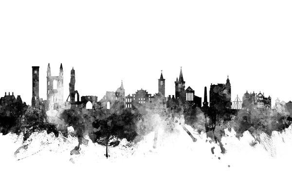 Scotland: St, Andrews Scotland Skyline In Black & White by Michael Tompsett