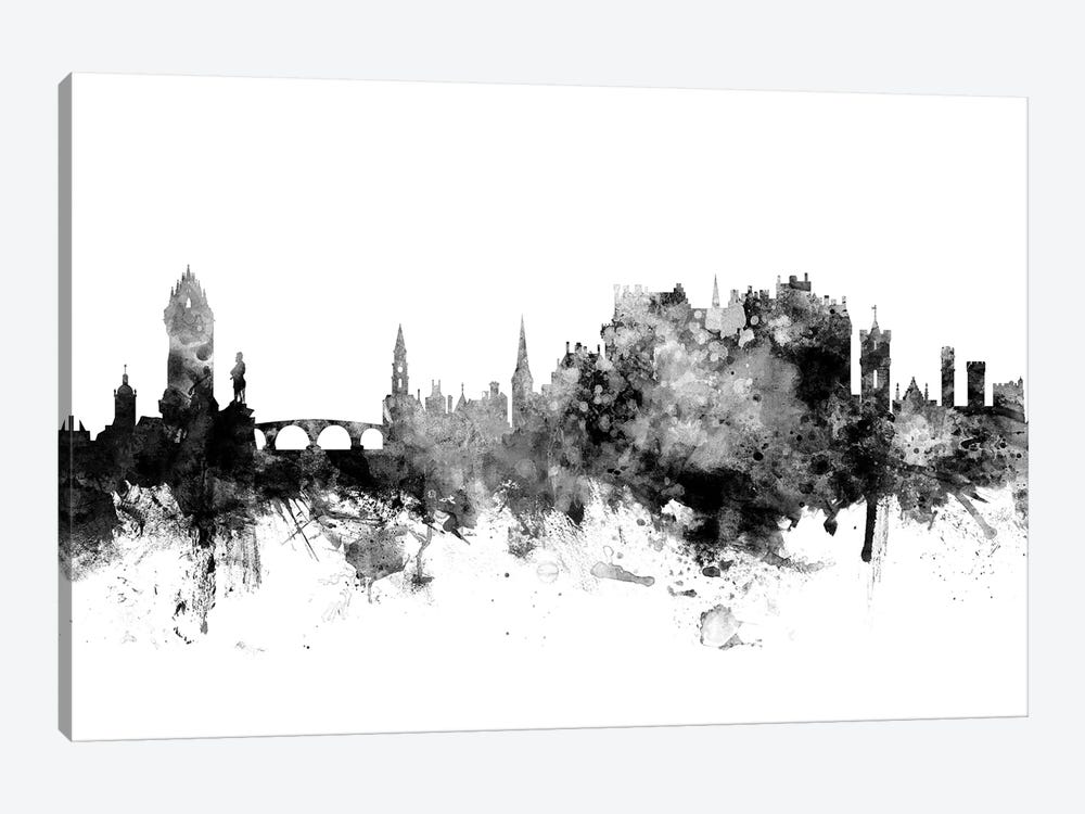 Stirling, Scotland Skyline In Black & White by Michael Tompsett 1-piece Canvas Print
