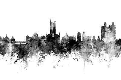 Stoke on Trent, England Skyline In Black & White by Michael Tompsett canvas print