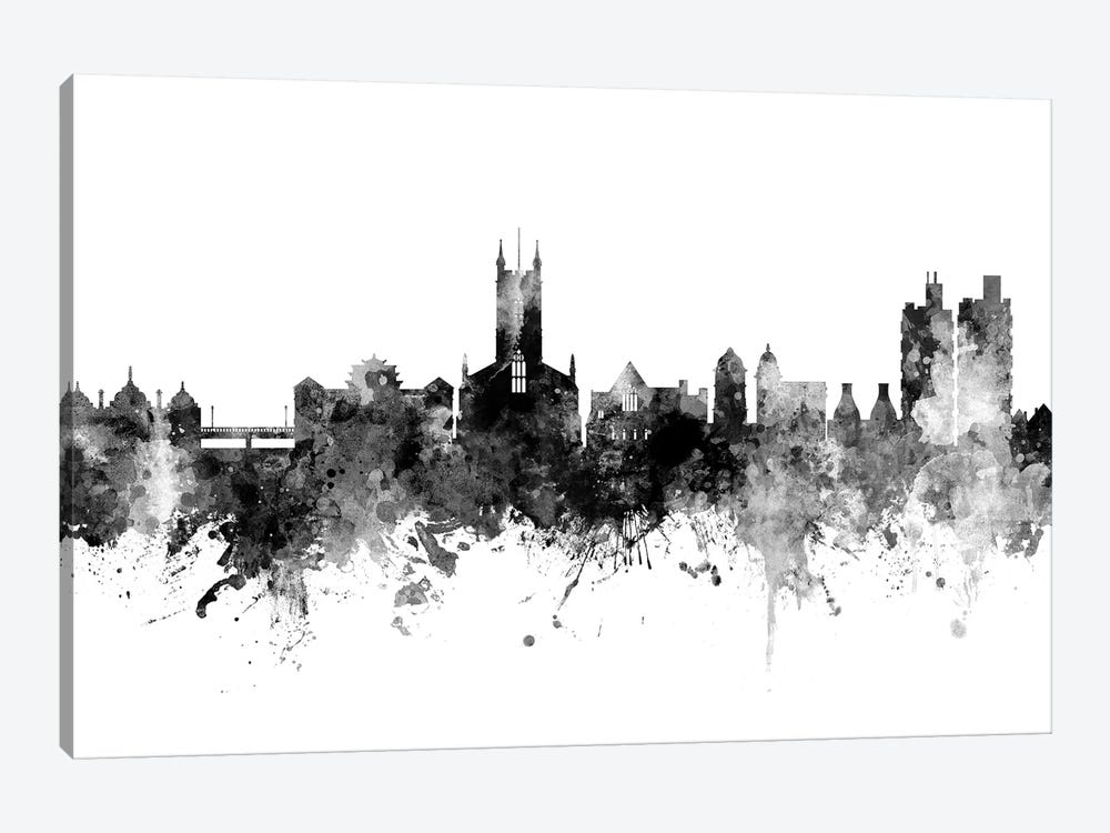 Stoke on Trent, England Skyline In Black & White by Michael Tompsett 1-piece Canvas Wall Art
