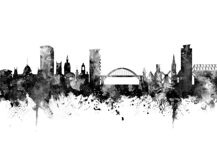 Sunderland, England Skyline In Black & White by Michael Tompsett wall art