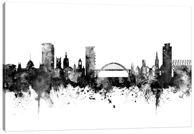 Sunderland, England Skyline In Black & White Canvas Art Print