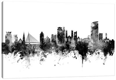 Swansea, Wales Skyline In Black & White Canvas Art Print - Wales