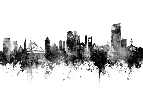 Wales: Swansea, Wales Skyline In Black & White by Michael Tompsett