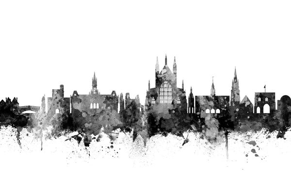 Winchester: Winchester, England Skyline In Black & White by Michael Tompsett